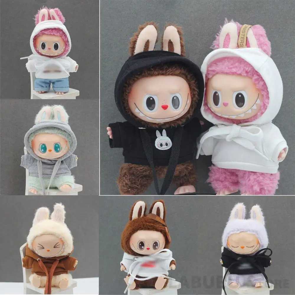 17cm Labubu Outfit Clothes Leisure Sports Hoodie Generation 1/2 Labubu Ropa Kawaii Decor Mini Doll Clothes Accessories Kids GiftT250313