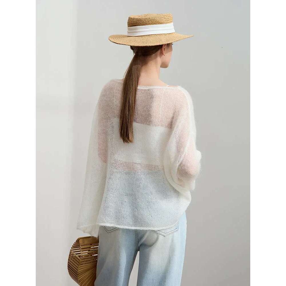 Minimalism Sweater For Women 2025 Spring New Sweet Elegant Solid O Neck Pullover Drop Sleeves Knitted Tops 12551046