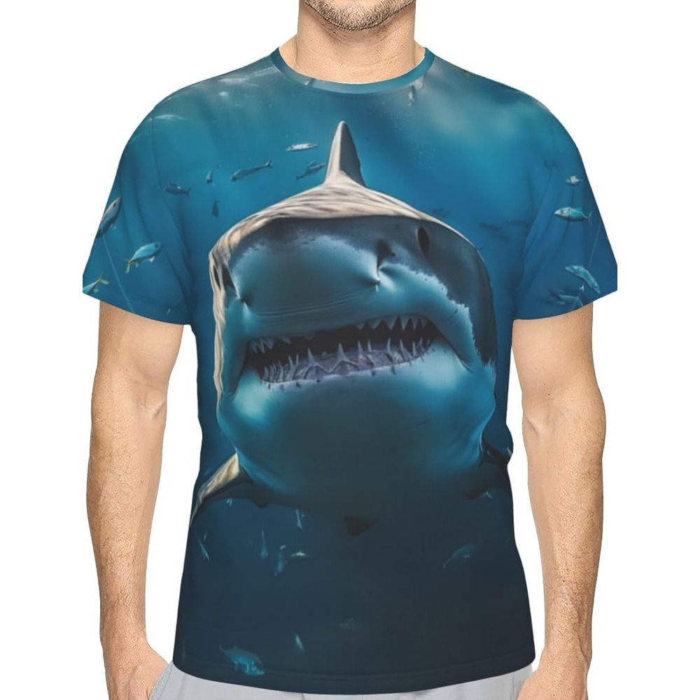 2025S Fashion Designer Mens T Shirt Unisex Novelty Shark D Pattern Printed T Shirts Marine Fish Men Women Summer Round Neck Tee Top Tee Casual Tops Su