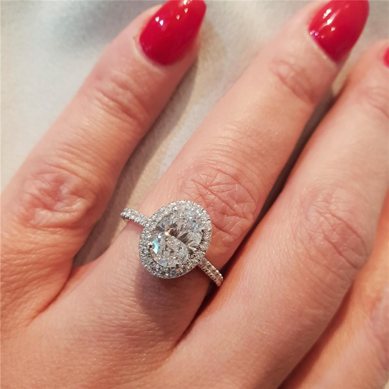 1.50 Carat Oval Lab Diamond White Gold Oval Cut Halo Engagement Vintage Fancy Ring For Women IGI Certificate E VS1 Half Band Ring
