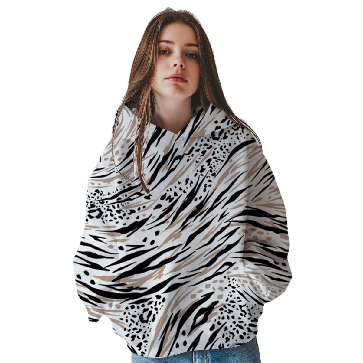 New Design Leopard Print Fashionable 3D Digital Printing Hooded Autumn/Winter Hoodie