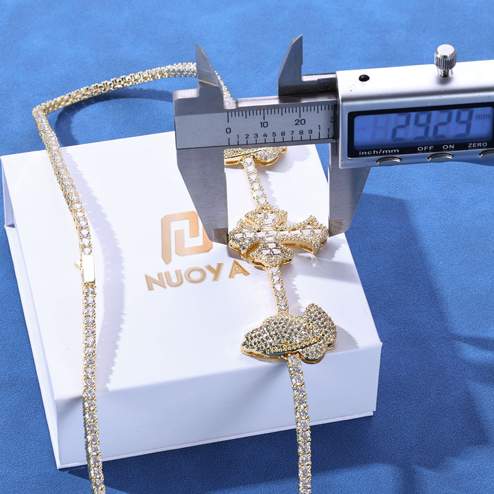 GRA Certified Custom Cross Necklace Silver 925 VVS Moissanite Hip-hop Ice Out Tennis Chain Necklace Womens Jewelry