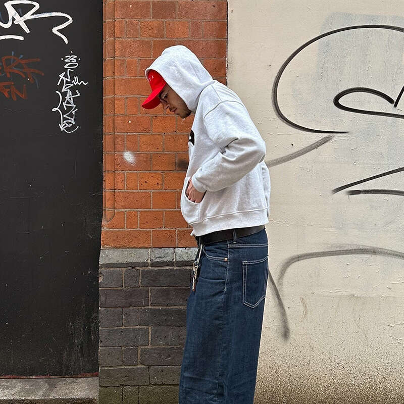 Y2K new style letter sticker street hip-hop cardigan zipper loose autumn and winter hooded sweatshirt