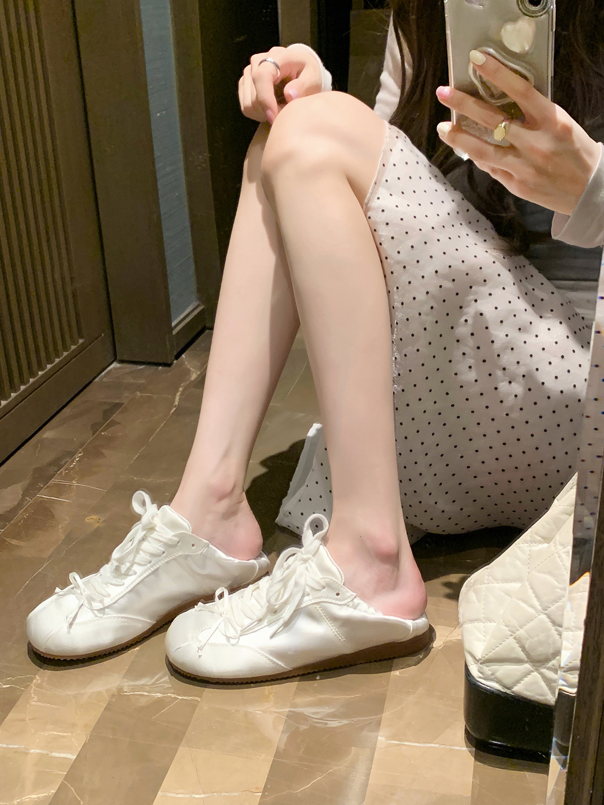 2025 New Ballet Style Sweet Girl Designer Trendy Fashion Round Head Satin Sports Board Shoes Bow Casual Moral Cultivation
