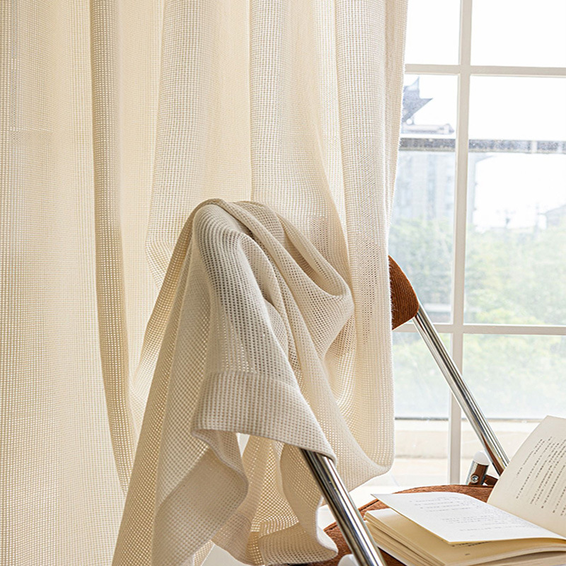 T0385 French Rose Story Rose Manor Curtain Yarn-dyed Jacquard Chenille Blackout Curtain with Pine Cone Pom Poms