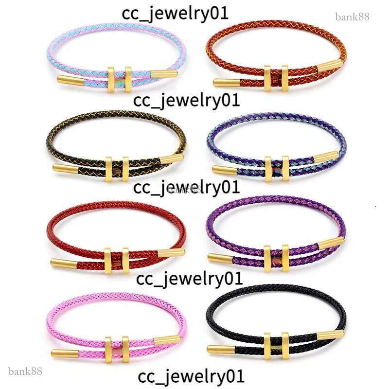 Wire Rope Jewelry Bracelet Activity Letter Buckle Adjustable Stainless Steel Plated With 14K Gold Waterproof Sweat Resistant Bangles, No Allergies, No