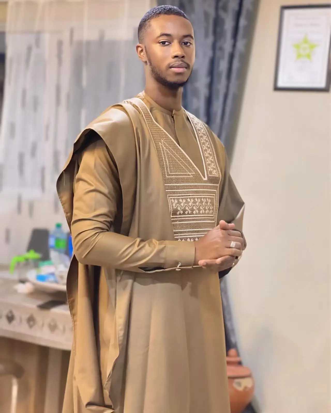 African mens embroidery design long sleeves with pants X250313