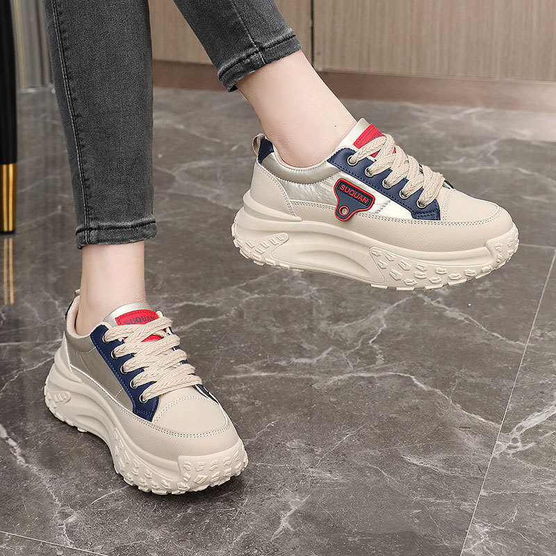 New Women s White Shoes 2025 Color Blocking Trend Designer Original Board Shoes Height Increasing Fashion Trend Outdoor Sports Shoes Jogging Shoes Ten