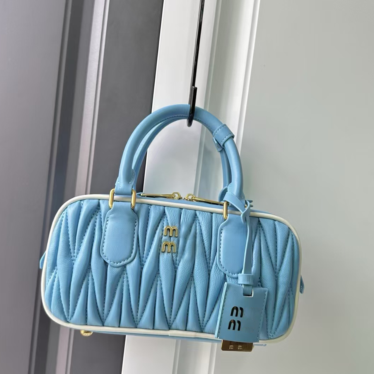 Pillow bag with pleats Boston bowling tote bag womens shoulder crossbody pillow small square bag