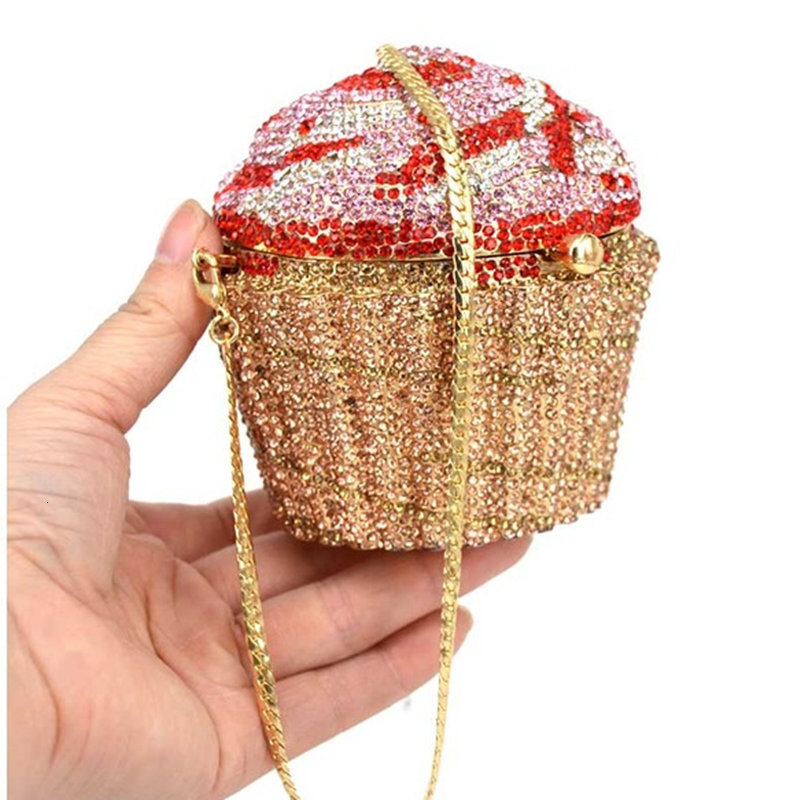 Bl085 Small Cake Ice Cream Full Metal Diamond Embedding Dinner Package Banquet Handbag Dress Women's Bag Evening Clutch