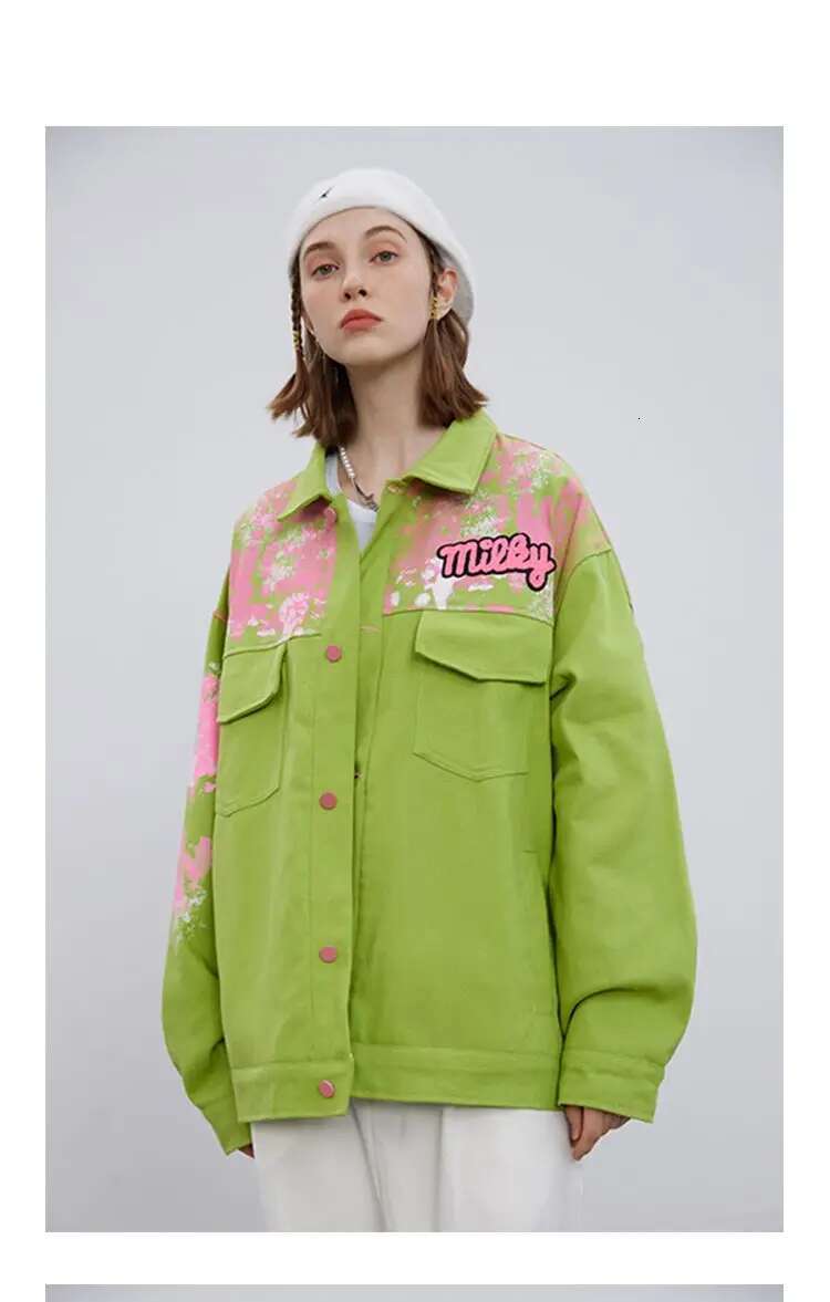 Fashion Printed Chic Jacket Loose Student Polo Baseball Suit Men's Women Versatile Casual Coat