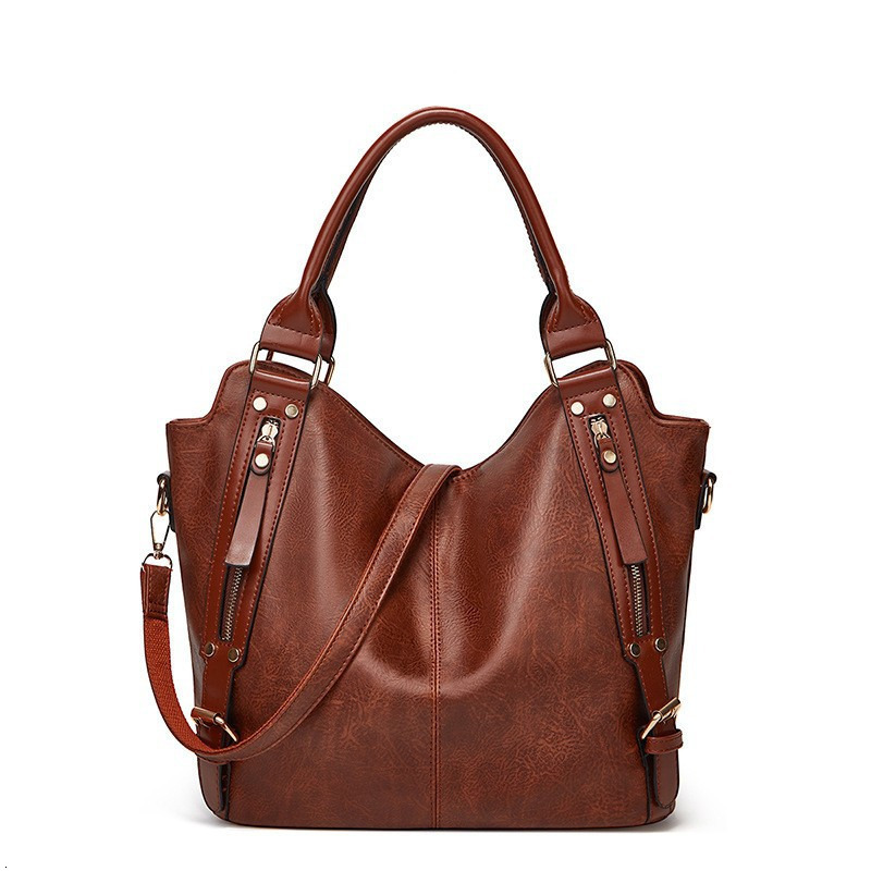Summer New Fashionable Style Handheld Large Capacity Shoulder Soft Leather Diagonal Cross Bag