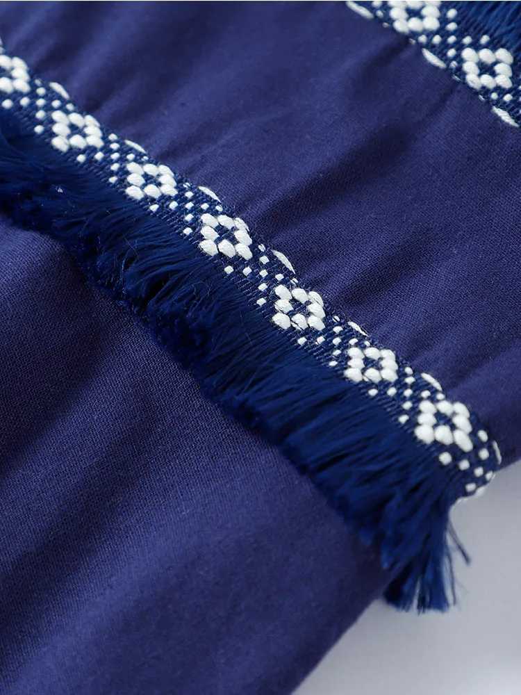 Urban Sexy Dresses Elegant Tassels Embroidered Midi Dr Womens Fashion Strt V-neck Slvel Maxi Dr 2025 Summer New Holiday Womens Beach Robe Y240312W8VJ