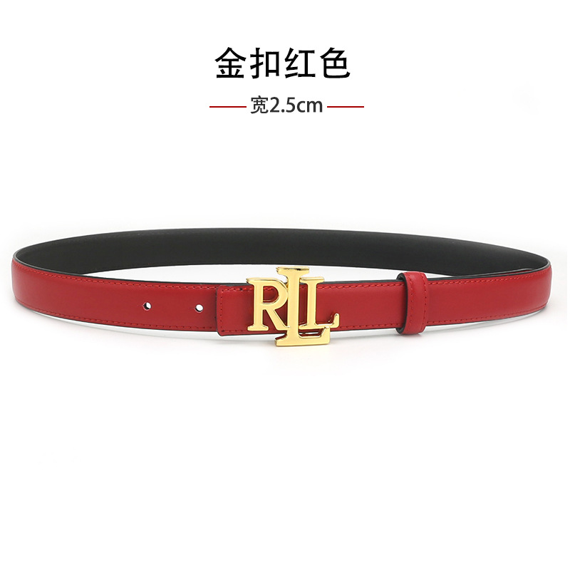 luxury Red belt For woman high quality RL letters fashion leather belt
