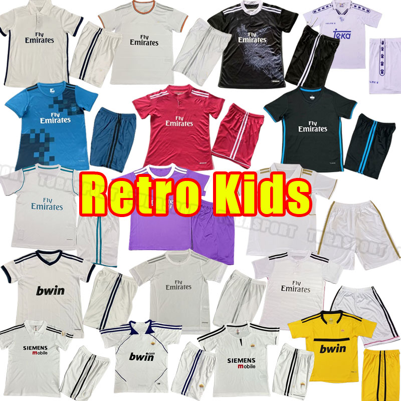 Kids Real Retro Soccer JerseyS Madrids GUTI Ramos SEEDORF CARLOS RONALDO ZIDANE Beckham RAUL FIGO 94 95 11 12 16 17 2011 2012 2016 child 2018 2014 2015 home away third