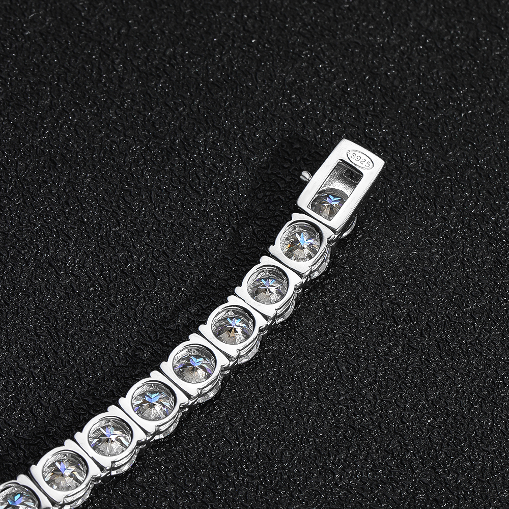 KNOBSPIN D VVS1 6.5mm Full Moissanite Tennis Necklace for Women Man Sparkling Diamond with GRA 925 Sterling Silver Neck Chain