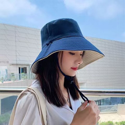 Fisherman's 2025 spring summer women's new travel with large brim to cover the face and a double-sided sun protection hat for outdoor wear b