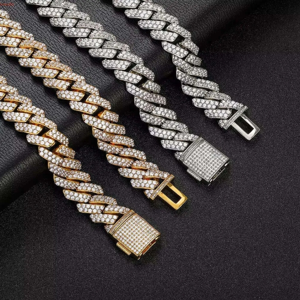 Chain VVS Hip Hop Necklace 8-20mm ice out Moissanite Cuban k chain