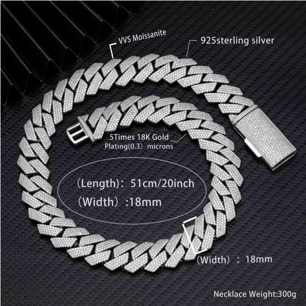 Sterg Sier VVS Cuban dia chain ice out hip hop by testing necklace
