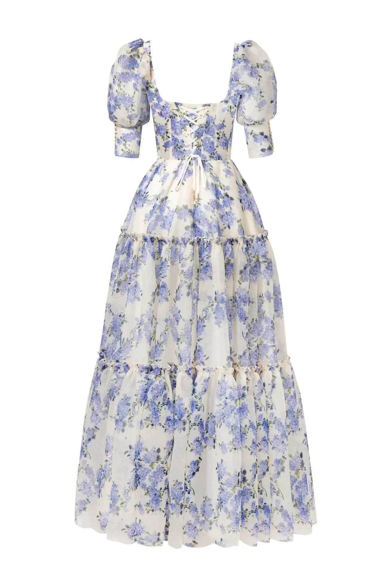 Urban Sexy Dresses Womens Fashion Fairy Long Night Flower Loose Maxi Dr Strapl Short Sleve High Waist Dr Y240312AKNS