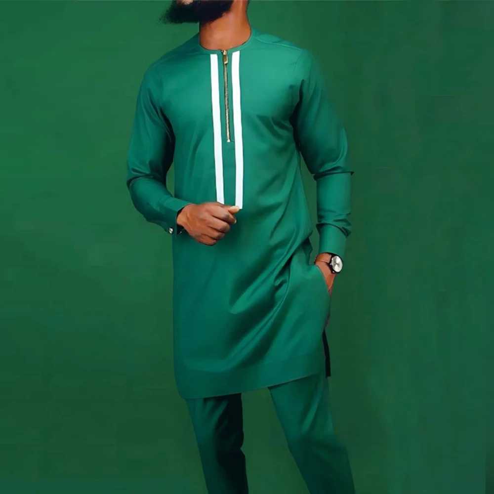 Summer African Mens Traditional Elegant Set Osaka 2PCS Shirt and Pants Full Set Designer Clothing Abaya Brand Clothing X2503132
