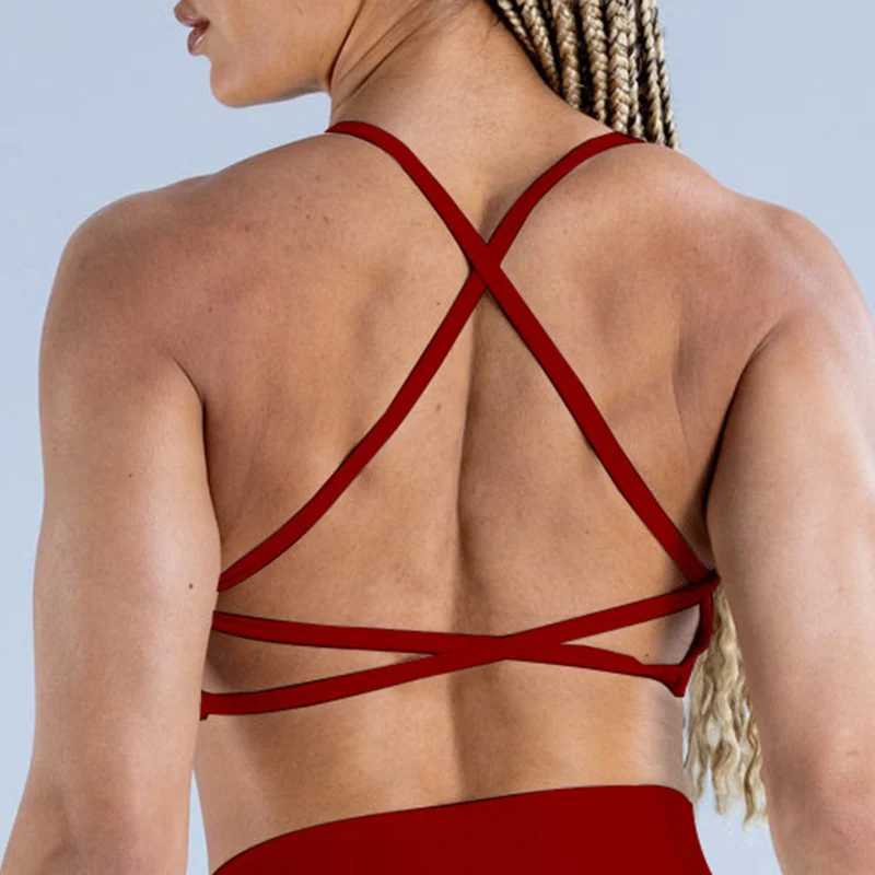 Active Shirts Tees Bra Underwear Top High Elasticity Nylon Cross Back Beautiful Backl Seaml Sports Bra Sport Bras Women Gym Y2503123Z6K