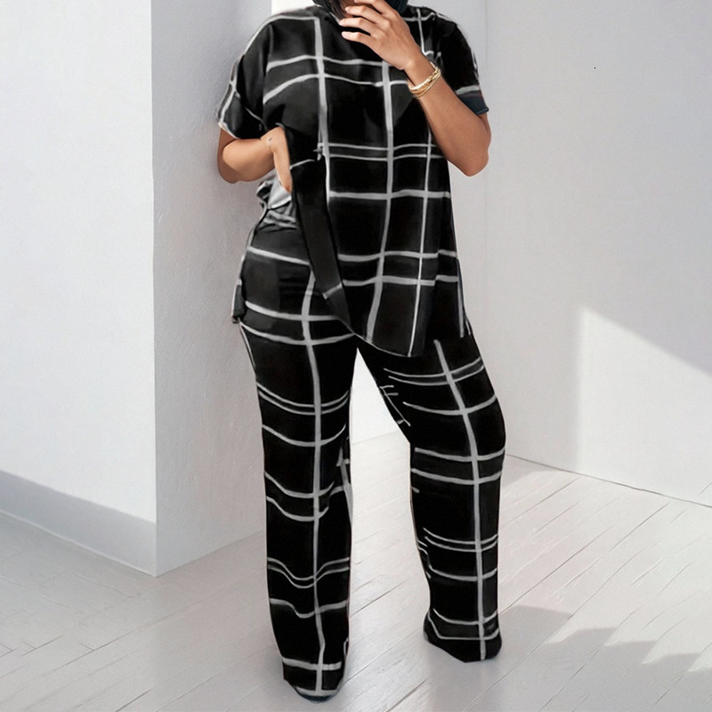 2025 Spring New Women's Printed Casual Commuting Short Sleeve Minimalist Set For Women