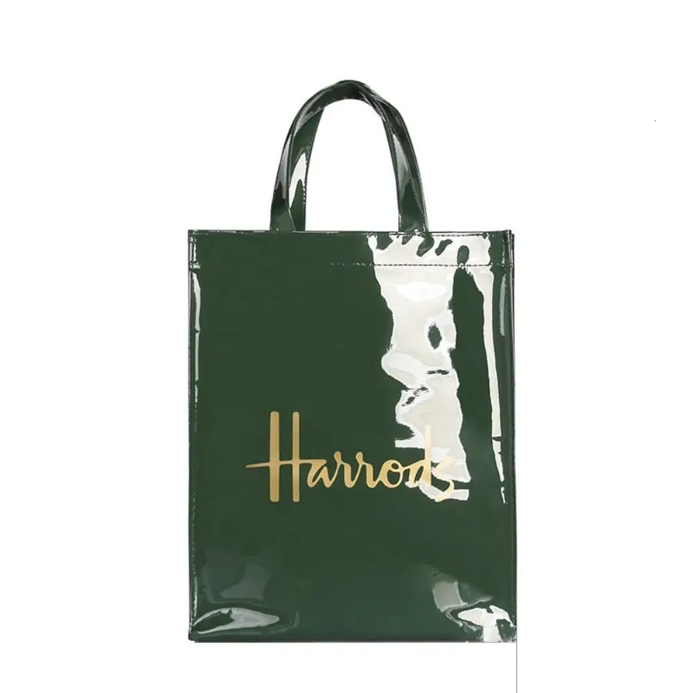 1Pc London Style PVC Reusable Shopping Purses Large Eco Friendly Flower Womens Tote Shopper Bag Summer Waterproof Beach Handbag R250312