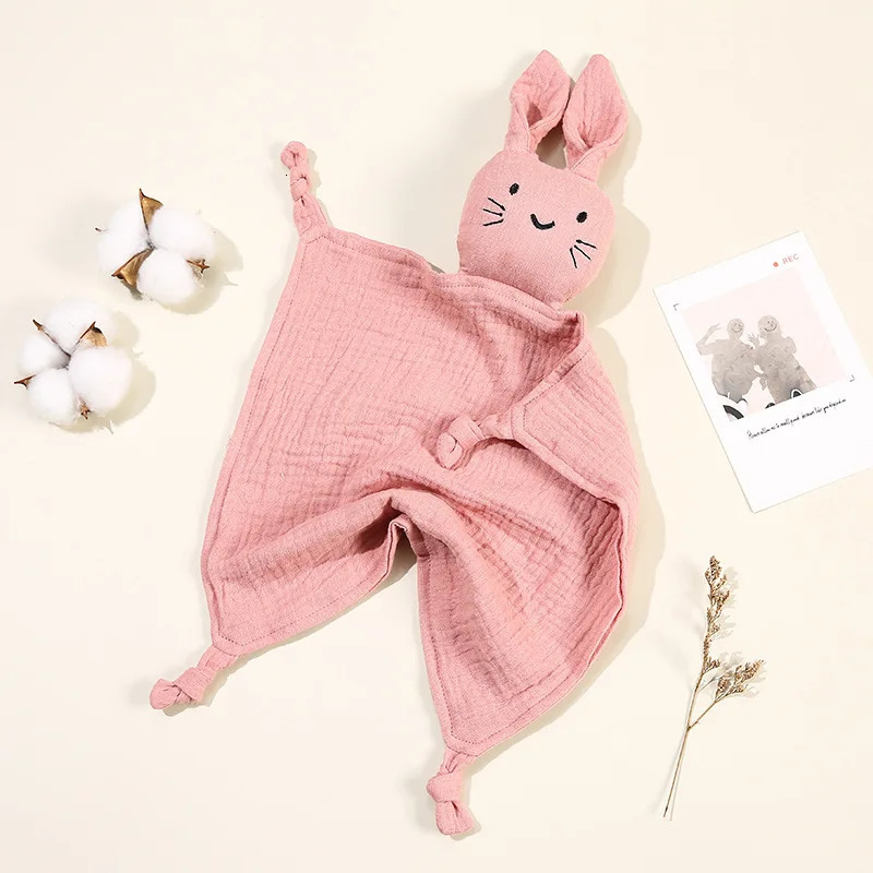 Baby Cotton Muslin Comforter Blanket Soft born Sleeping Dolls Cute Cat Kids Sleep Toy Soothe Appease Towel Bibs Saliva 250304