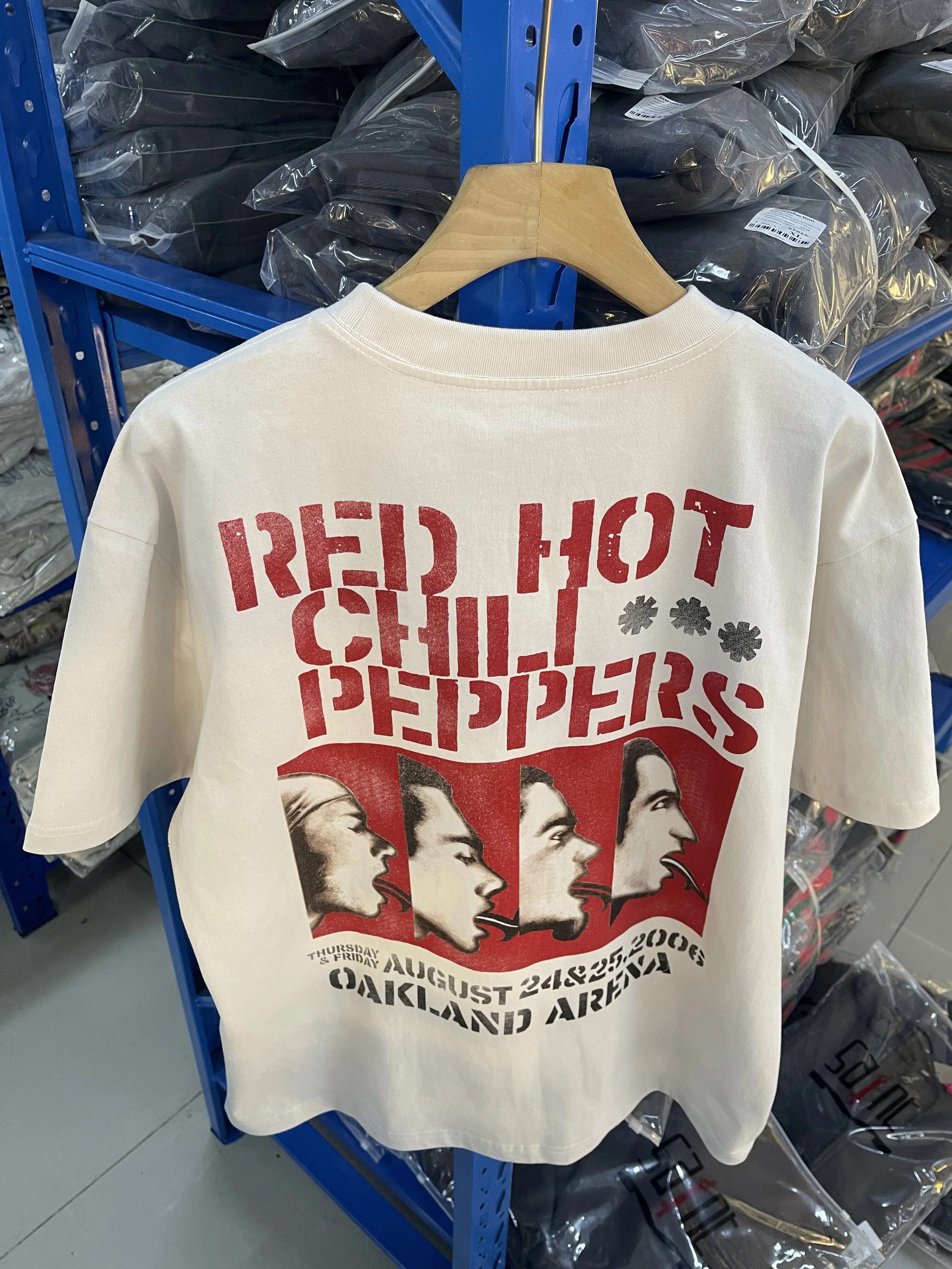 2025 Summer Vintage Rock Band T-Shirt Washed Printed Short Sleeve Weight 100% Cotton High Street Casual Oversized Top