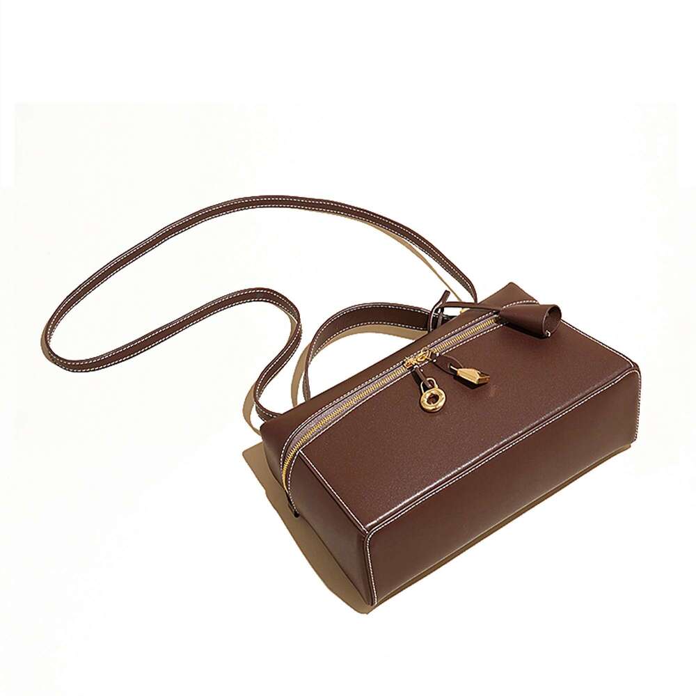 MABULA Brand Genuine Leather Design Handbag Exquisite Hardware Women's Fashion Box Crossbody Satchel Ladies Shoulder Bag