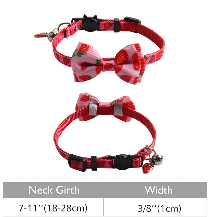 Cute Cat Collar with Bell and Charm Breakaway Bowtie Cat Collar for Kitten Cat Soft Fancy Adjustable Summer Cat Tie with Fruit Series Pattern for Boy 