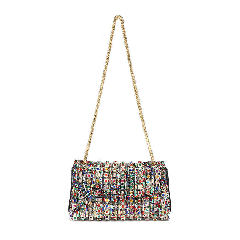 A Niche Design With Inlaid Small Square New Fashionable Full Diamond Wine God For Women's Single Shoulder Crossbody Underarm Bag