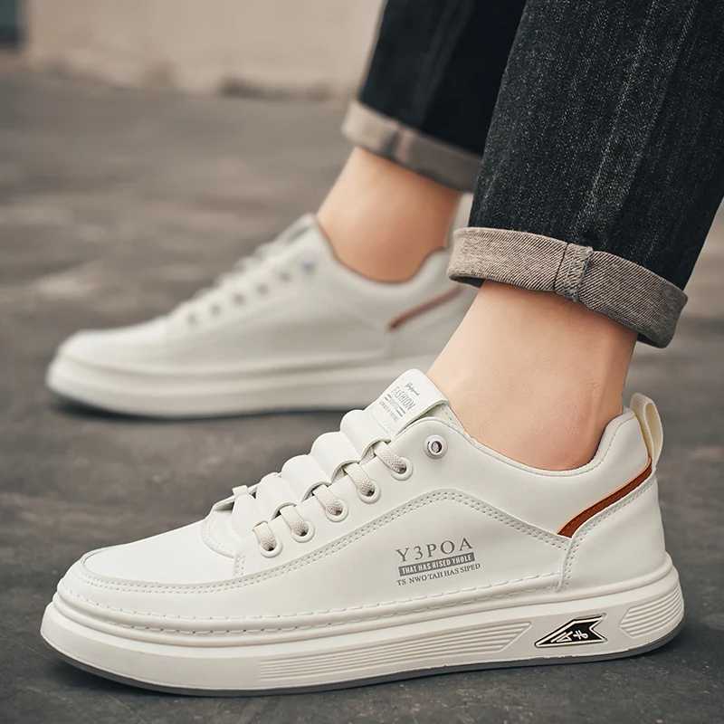Leather Casual Shoes for Men Breathable White Sneakers Fi Driving Walking Tennis Shoes for M Off Flats Shoes Y250312