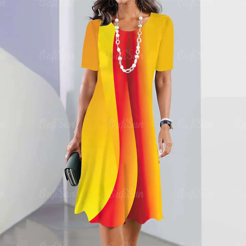 Fashion Summer Women 2023 Sexy Evening Dresses Casual Elegant And Pretty Holiday Party Dress 3D Gradient Print Clothing