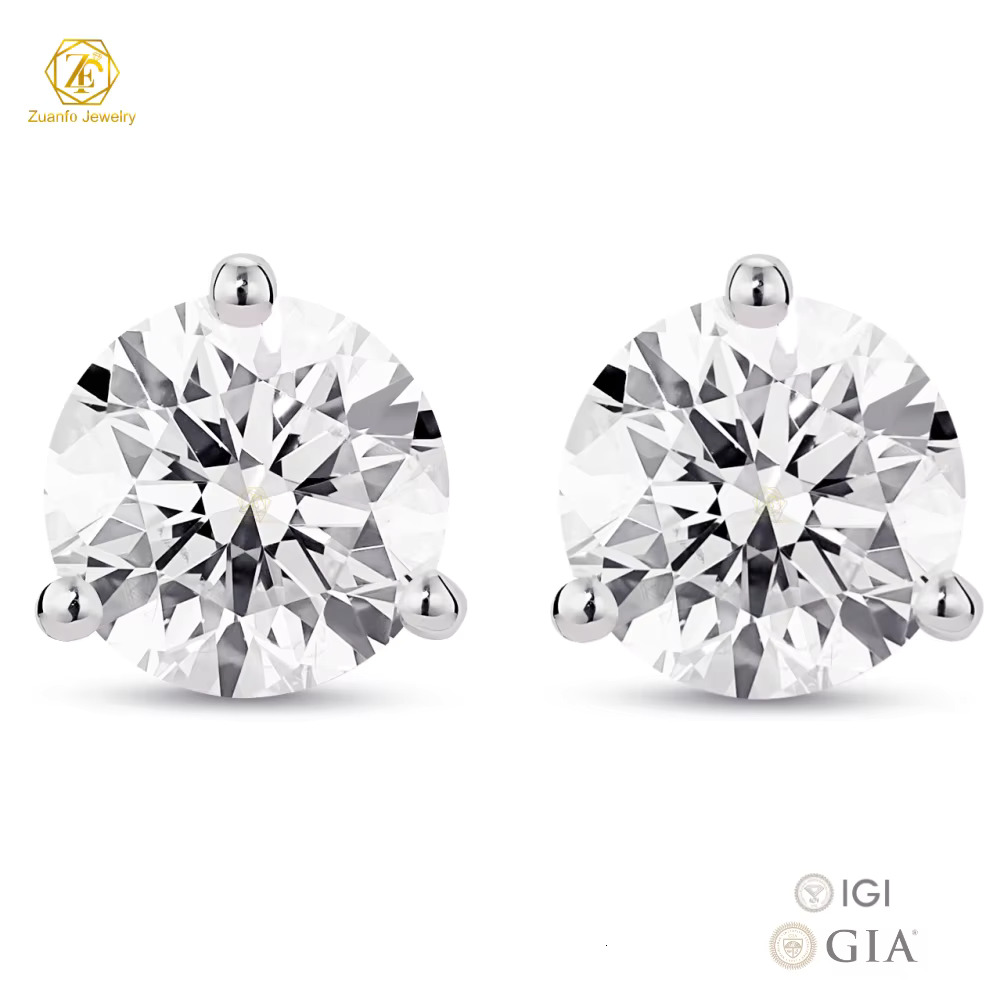 Luxury Stud Lab Grown Diamond Earrings for Women Men IGI Certified 0.5ct 1ct 1.5ct 2ct 14k 18k Real Gold Earrings