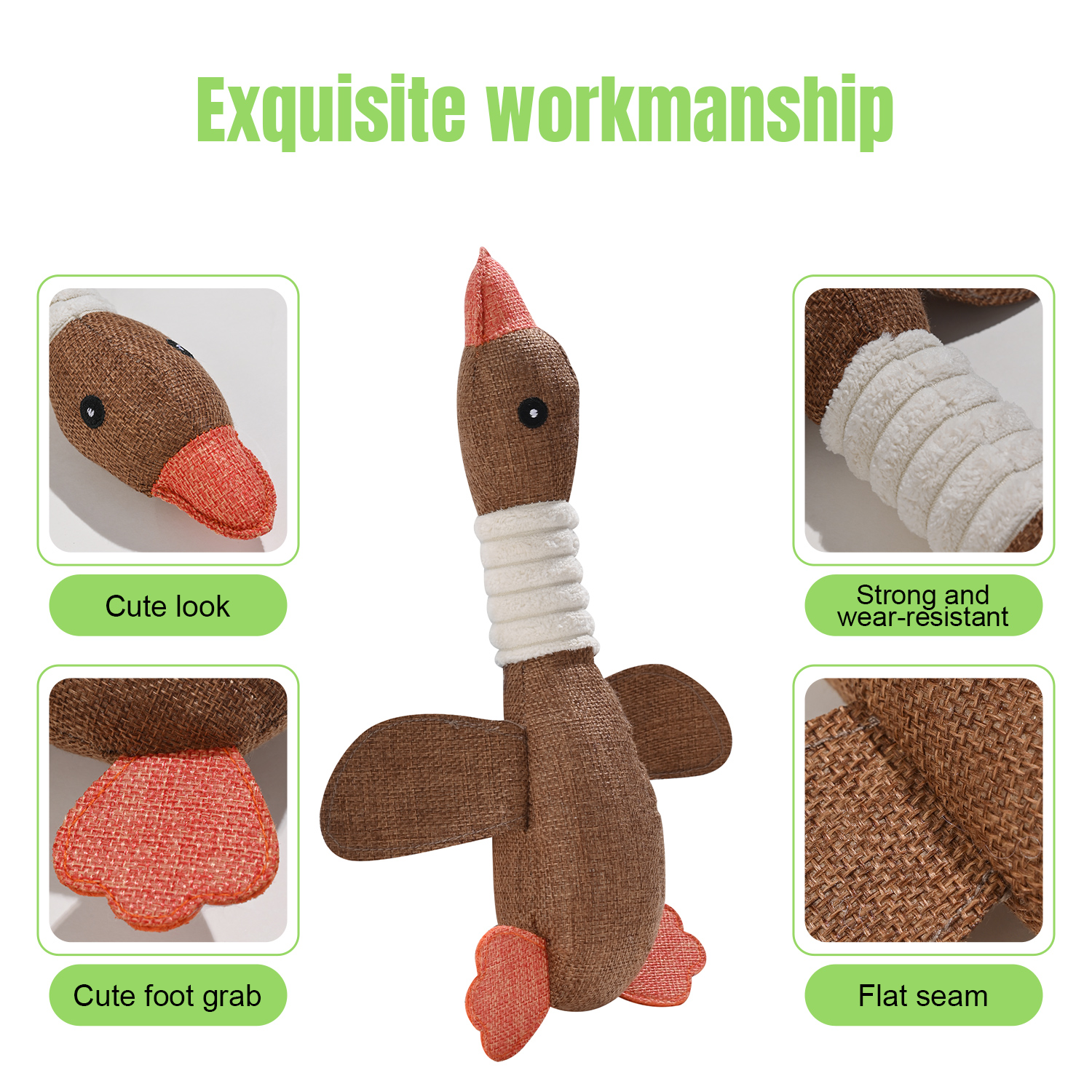 DHPET Squeaky Goose Durable Chew Aggressive Chewers Breed Dog Cat Play Interactive Toys for Small Medium Dogs Teething 12.99 Inch