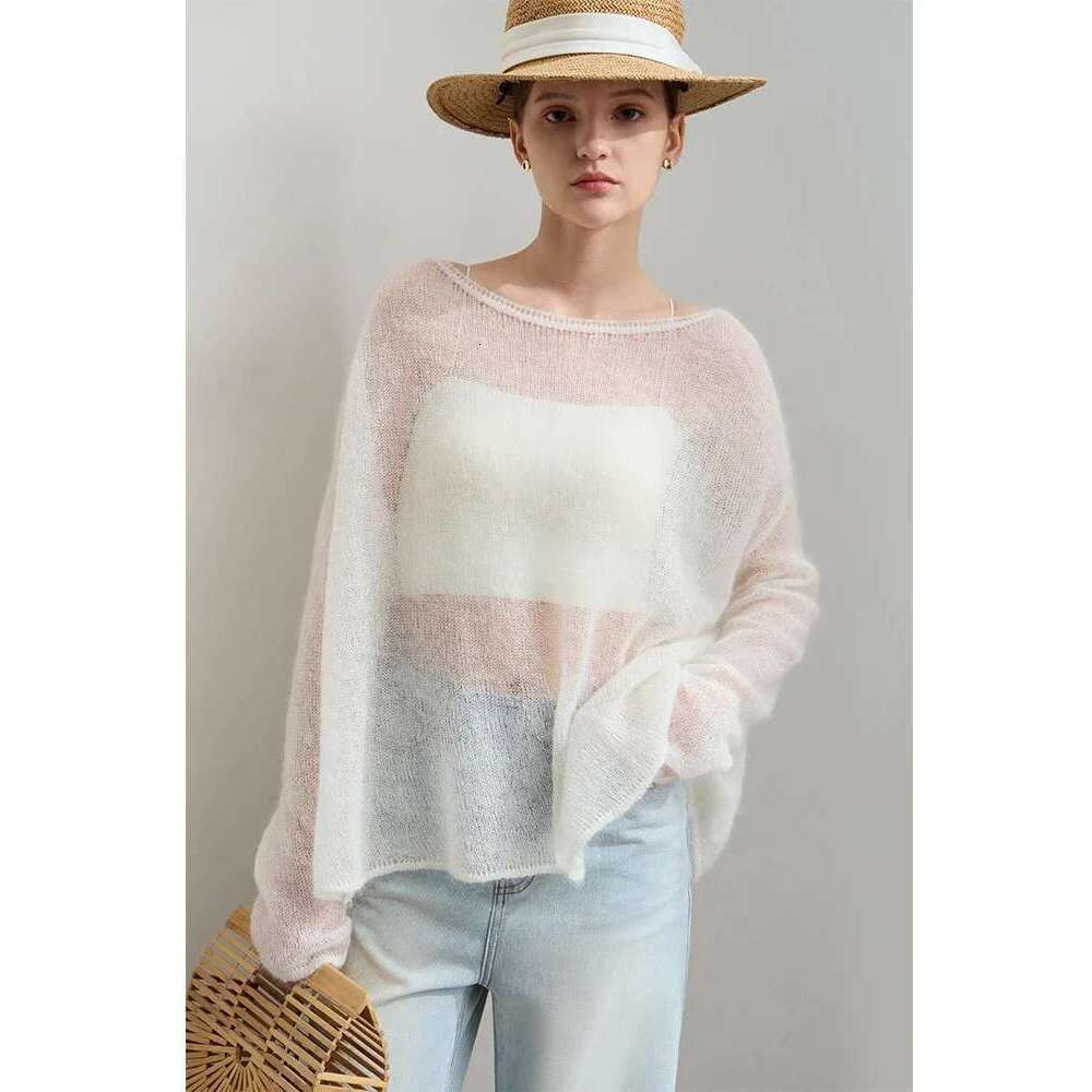 Minimalism Sweater For Women 2025 Spring New Sweet Elegant Solid O Neck Pullover Drop Sleeves Knitted Tops 12551046