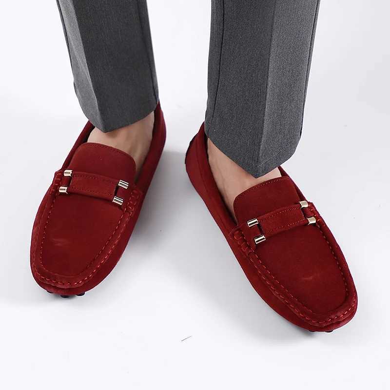 Casual Shoes Women Men Shoes Genuine Leather Men Loafers Slip Men Flats M Driving Shoes 38-47 Y250312