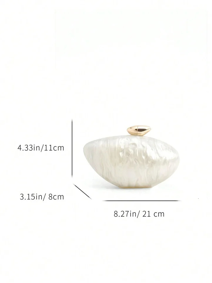 Acrylic egg shape clutch bag women er evening party cute Pearl shell purse ivory pink gold handbag 250305