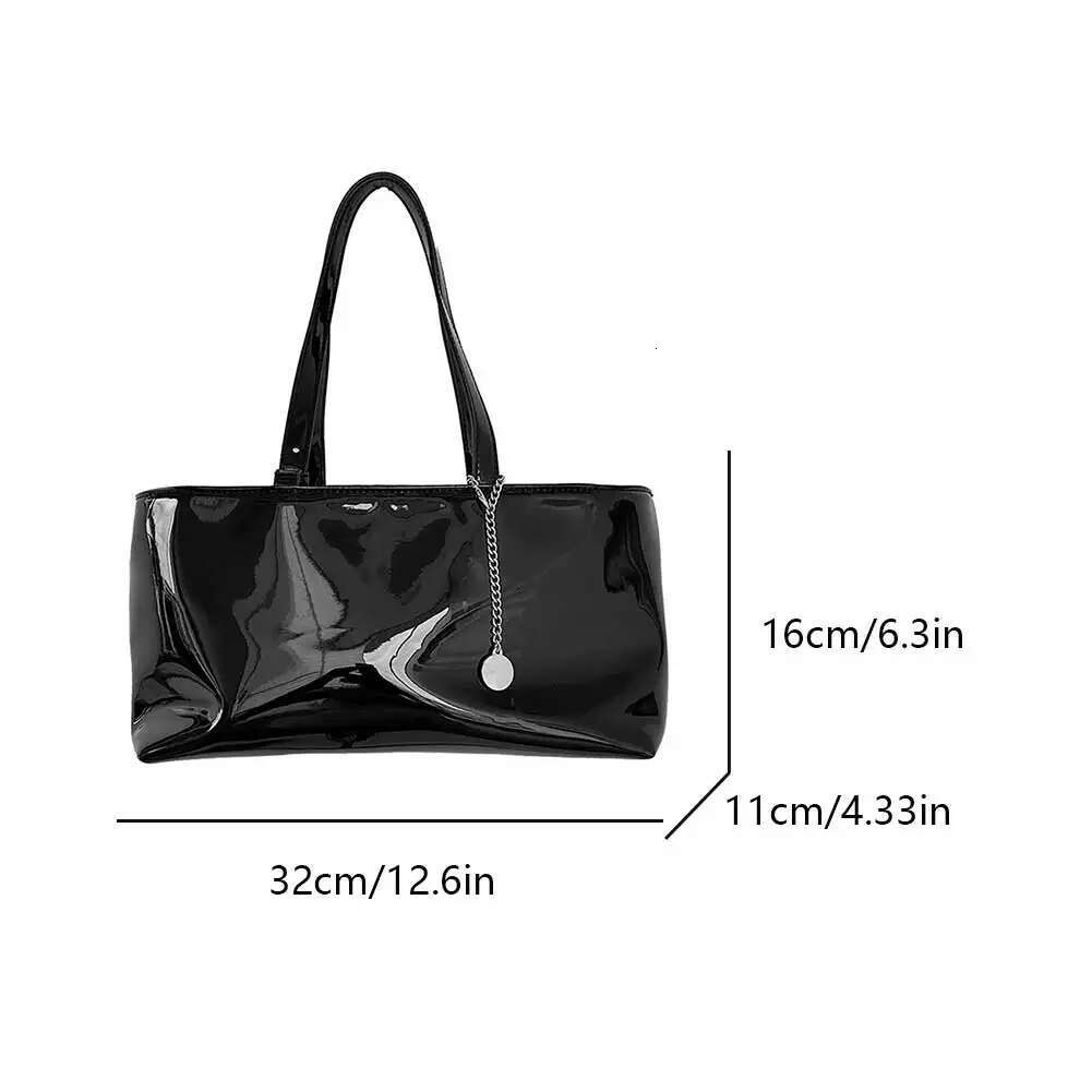 Women Patent Leather Large Capacity Simple Casual Tote Handbag Ladies Commute Bag