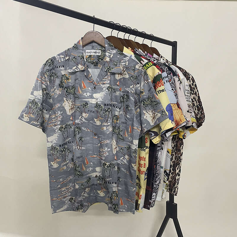 WACKO MARIAvintage Hawaiian Short sleeved Heaven Tokyo Wide Songhua Shirt Men gift for man