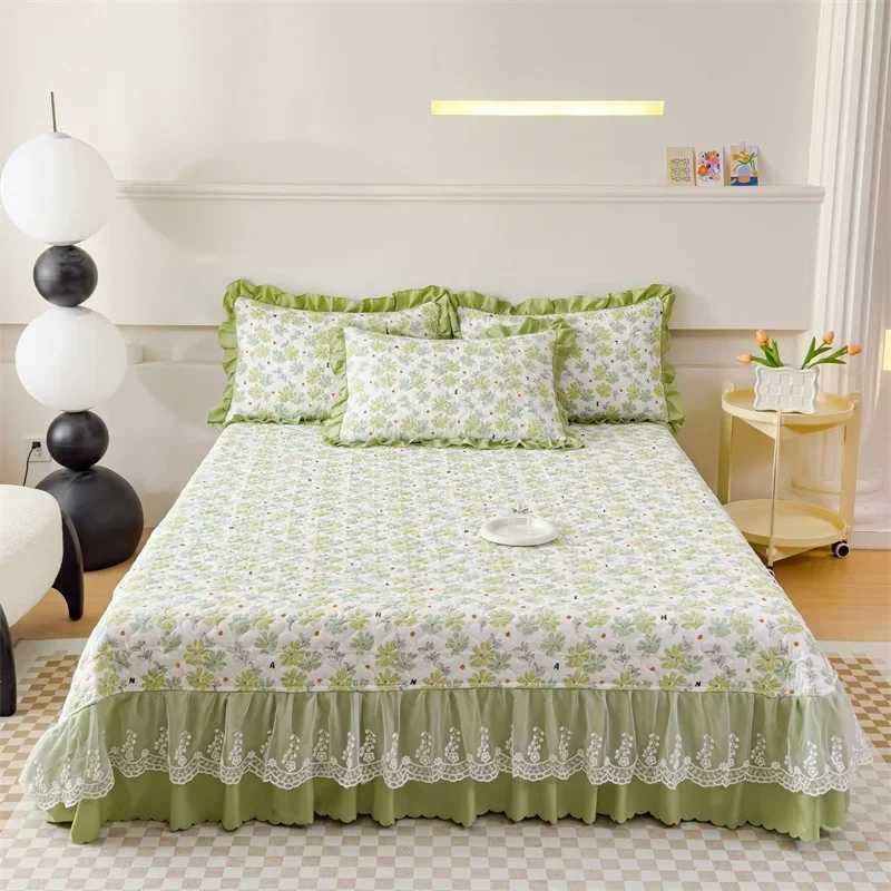 Summer air conditioning blanket four piece set washed cotton edged feather silk printed summer cooling blanket Y250313