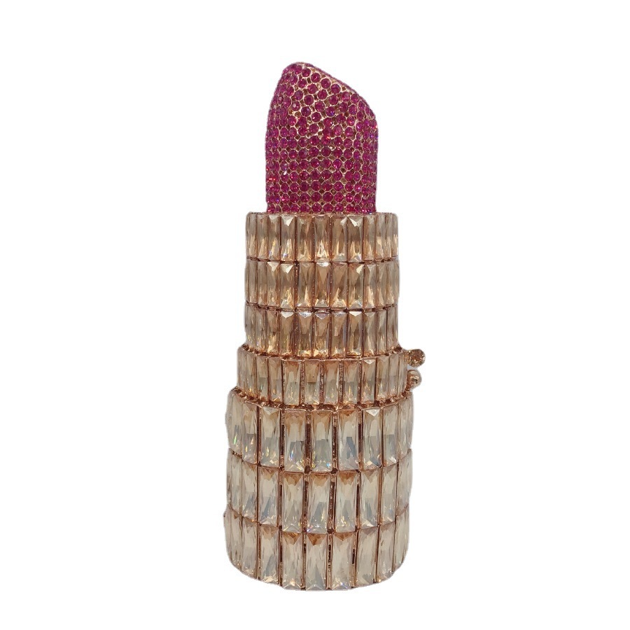 New Inlaid Dinner Full Of Diamonds, Hand Holding Lipstick, Women's Bag, Diamond Chain Clutch Crystal Evening Bag