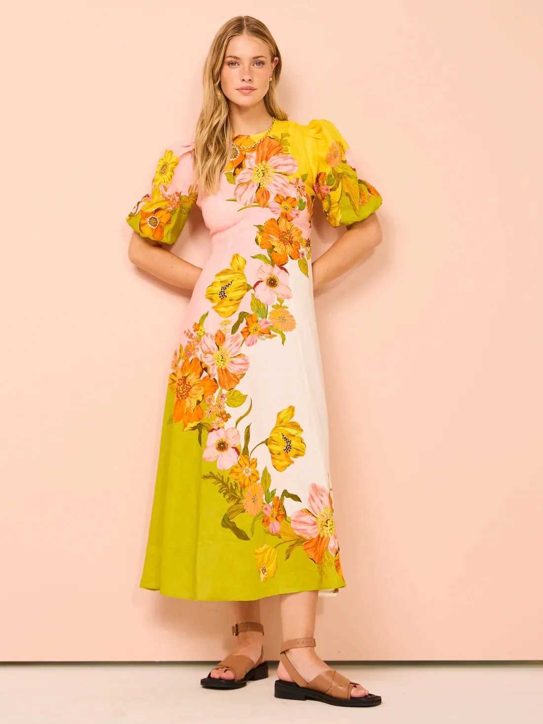 Urban Sexy Dresses Womens New Fashion Printed Bubble Sleves Version 2025 Spring/Summer Slim Suitable for Dr Elegant Commuting Women Dr Y240312GAIR