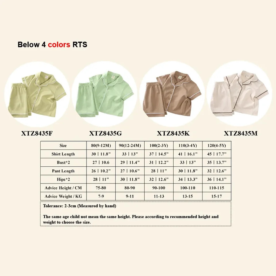 Summer Kids Pajamas Sets Soild Cotton Short Sleeves Comfortable Clothes Baby Pyjamas Loungewear Toddler Boy Girl Sleepwear 250312