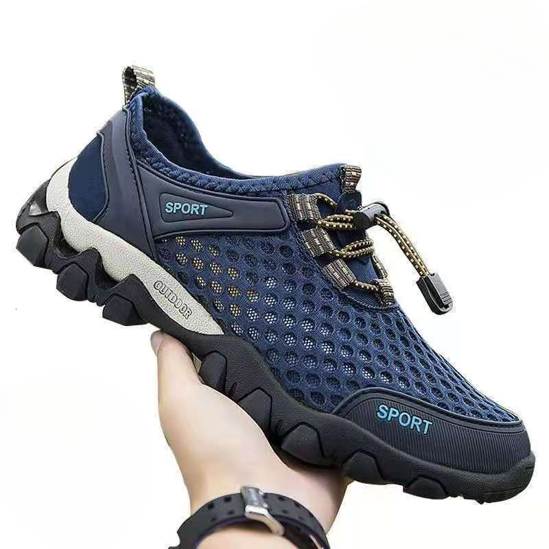 2025 New Male Designer Trendy, Fashionable, Breathable, Leisure, Hollow Mesh Outdoor Mountaineering and Hiking Shoes