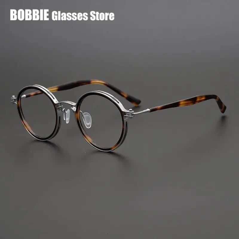 High quality retro round eyeglass frame made of Japanese handmade ultra light mens glasses womens glasses vinegar Korean fashion 250303