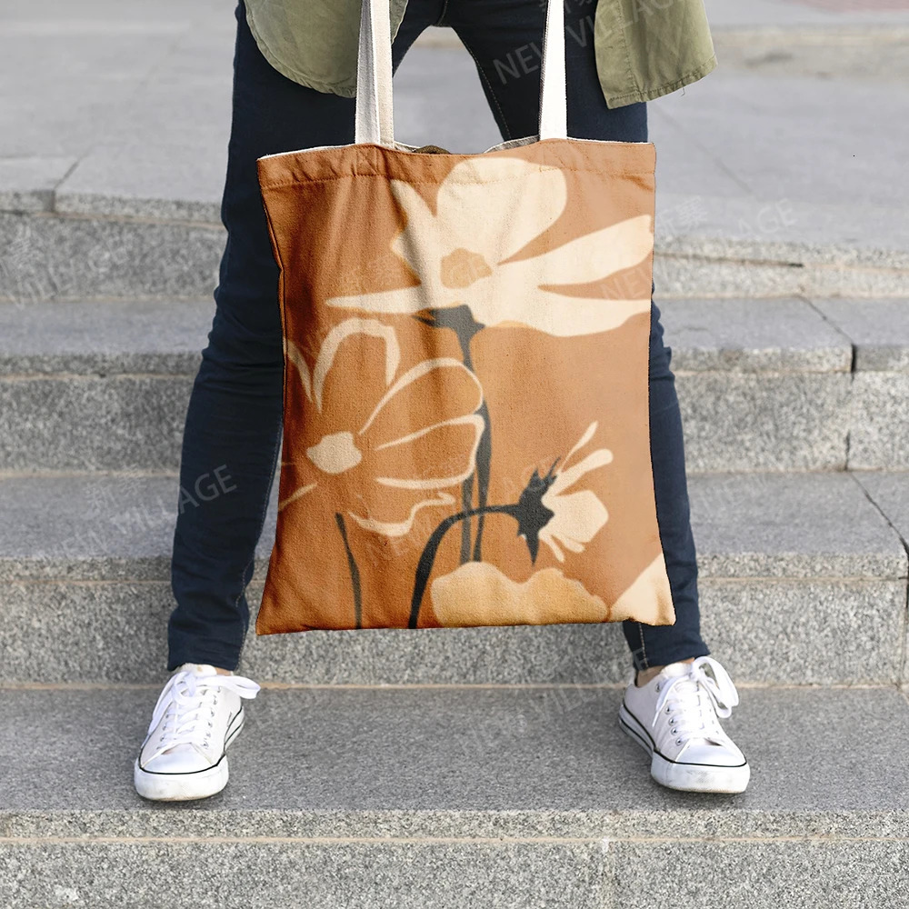 Canvas shoulder bag organization storage Handbags cosmetics travel Womens bag Shopping Fabric pouch nordic boho grocerie R250312