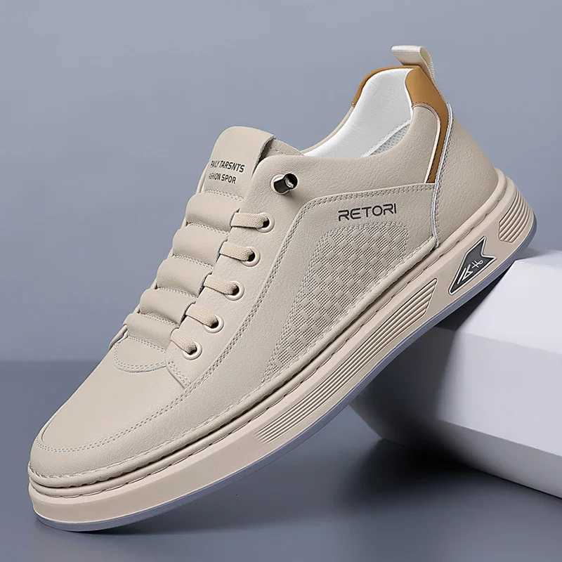 New Mens Shoes High Quality Leather Casual Shoes for Men Designer Sneakers Tennis Mascino Cfort Lace-up White Sport Shoes Y250312